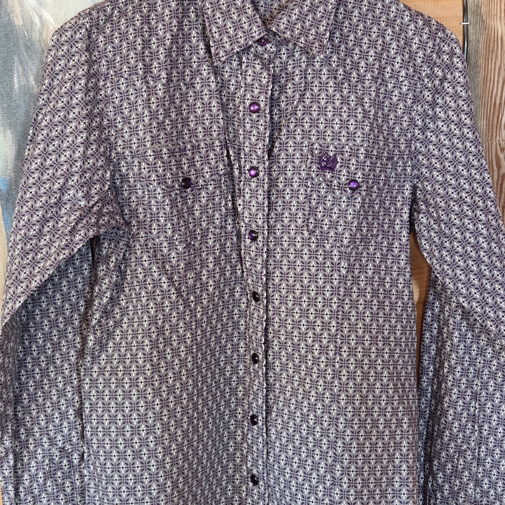 Cinch Women's Purple Patterned Button Down Shirt